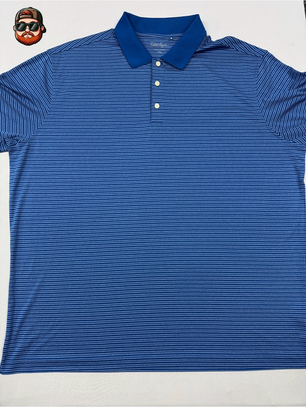 Men’s XXL Walter Hagen Blue Stripe Golf Polo Short Sleeve